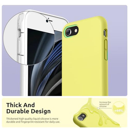 SURPHY Designed for iPhone SE Case, iPhone 8 Case, iPhone 7 Case, Liquid Silicone Phone Case for iPhone se 3rd 2nd SE 2022 SE 2020, Yellow - color: Yellow