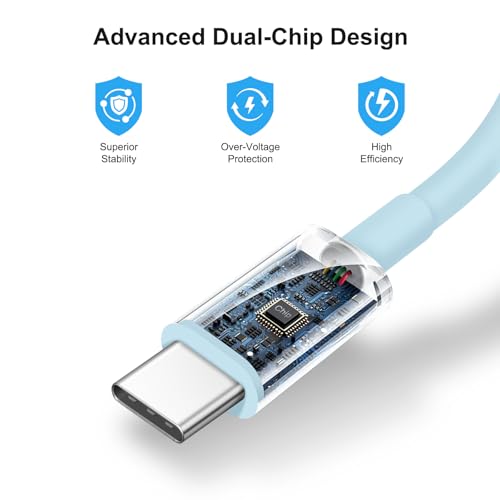 2+2Pack iPhone 17 16 15 Charger 20W Apple Charger &10ft Cable - Blue - color: Blue