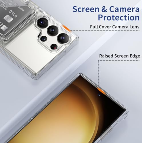 ACANDYA Compatible with Samsung Galaxy S23 Ultra Case Wallet Clear Protective Case with Card Holder Heavy Duty Protection Shockproof Anti-Scratch Anti-Yellow Case for Galaxy S23 Ultra Transparent - size: Galaxy S23 Ultra 6.8 inch
