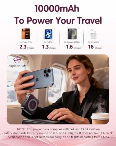 10000mAh for Magsafe Portable Charger Built-in Cables & AC Wall Plug,Purple - color: Purple