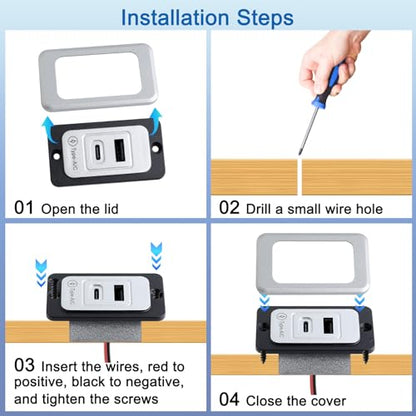 2 Pack RV USB Outlet 12V-24V Wall Mount, Dual USB Charger, USB-A & USB-C Output 5V 1.5A, Automotive USB Outlet Socket Adapter for RV Marine Boat Bus ATV Motorcycle Truck(Silver) - color: Silver