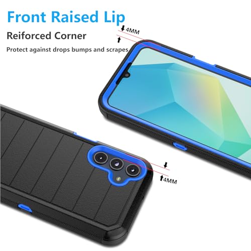 Njjex Rugged Case for Samsung Galaxy A16 5G, for Samsung A16 5G Case with Belt Clip Holster, Built-in Screen Protector Heavy Duty Shockproof Locking Swivel Holster Kickstand Hard Phone Cover [Blue] - color: Black/Blue
