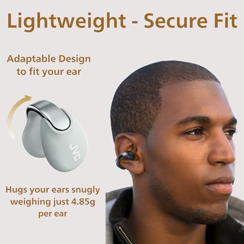 JVC Nearphones HANP1TH Open Ear True Wireless Headphones, Ice Gray - color: Ice Gray
