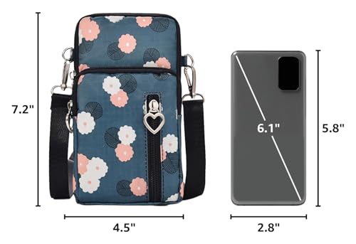 Small Crossbody Bag for Women - Mini Phone Purses with Crossbody Strap and Wallet - Nylon Arm Bag - color: Ab-blue Circle