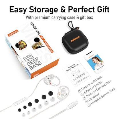 Audiovance Vibes 202ML HiFi Wired Earbuds for iPhone 14/13/12/11/X, Pro Max - color: 2-Clear