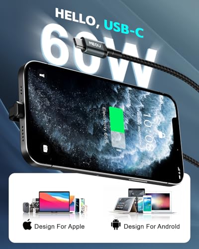 USB C Cable 1ft, Right Angle USB-C Cable, 60W Fast Charging, Nylon Braided - size: 1ft