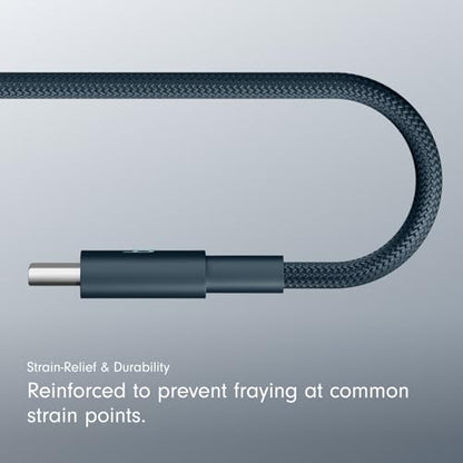 Beats USB-C to USB-C Woven Cable Fast Charging Durable/Tangle-Free Compatible Charger for Apple & Android Devices (1.5 m, 5 ft) - Nitro Navy - color: Nitro Navy, size: 5 ft, style: USB-C to USB-C