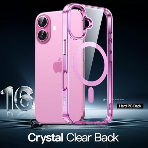JETech Magnetic Case for iPhone 16 6.1-Inch Compatible with MagSafe, Shockproof Phone Bumper Cover, Anti-Scratch Clear Back (Pink) - color: Pink, size: iPhone 16