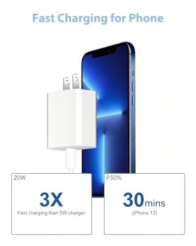 iPhone Fast Charger, 20W PD Fast Charger Type C Power Wall Charger Block with【Apple MFi Certified】 6FT USB C to Lightning Cable - size: 1Pack-Lightning