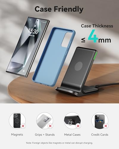INIU Wireless Charger, 15W Fast Wireless Charging Phone Station with LED - color: Black, size: 1 Pack