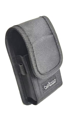BELTRON Vertical Nylon Case for CAT S22 Flip Phone/Sonim XP3 Plus XP3900/XP3Plus 5G X320/Siyata SD7, Features: Heavy Duty Belt Loop, Metal Belt Clip & Secure Velcro Closure - color: Black Nylon