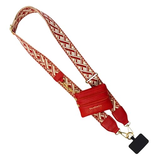 Save the Girls Cell Phone Strap Crossbody for Women, RFID Wallet Pouch - color: Red