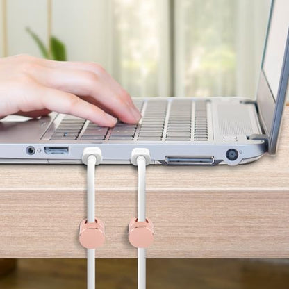 3pcs Cable Anchors for Desk, Phone Charger Cord Holders (Rose Gold)