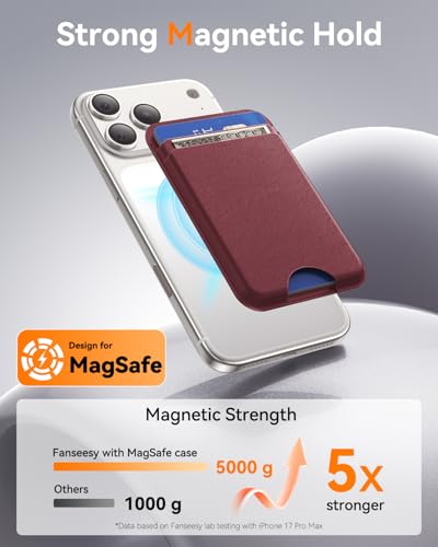 for MagSafe Wallet, 5 Card Holder, Slim Leather Magnetic Wallet for iPhone 17/16/15/14/13/12 Pro Max Plus Air Series, 1 Card Slots & 1 Cash Slot,WineRed - color: WineRed