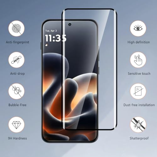 3-Pack for Motorola Moto Edge 70 Pro / 70 Fusion Screen Protector Tempered Glass, 3D Full Edge Coverage Film, 9H Hardness Bubble-Free Film, AUUYYA Anti-Scratch Protective Glass for Moto Edge 70 Pro 5G - size: Moto Edge 70 Pro