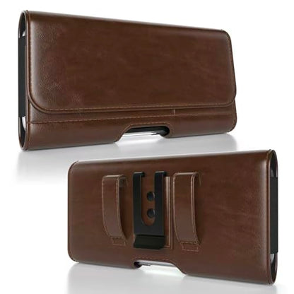 Magnetic Closure Holster for Motorola Edge, Motorola Moto G Power/G Play/Moto G/G36 G06 G57 Pure G05 G15 G100 (2026 2025 2024) - Leather Belt Case Premium Pouch (Fits Slim/Regular Case) (Coffee Brown) - color: Coffee Brown