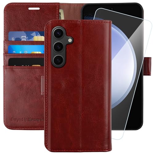 MONASAY Wallet Case for Samsung S23 FE with 3 Card Holders - Burgundy - color: Burgundy, size: Galaxy S23 FE