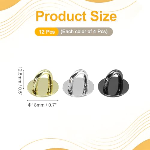 12Pcs Phone Ring Holder (0.7 Inch) - Adhesive Round Shaped Phone Finger Grip Hook Smartphones Keychain Ring Charm Loop for DIY Tablet Case Accessories, Silver/Black/Gold - color: Silver/Black/Gold