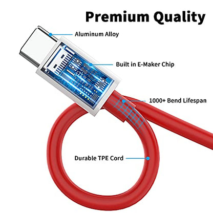 USB-C to USB-C Cable for OnePlus 10T, Type C Cable 6.6 ft, 2-Packs