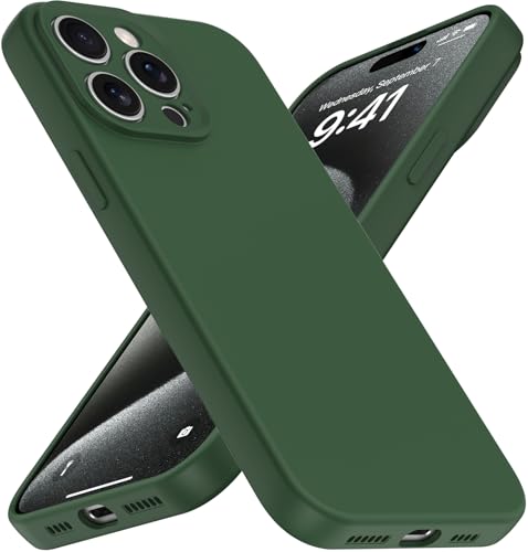 Compatible with iPhone 15 Pro Case, Shockproof Liquid Silicone Protective Phone Case with Soft Anti-Scratch Microfiber Lining Ultra Slim Drop Protection Phone Cover (Army Green) - color: Army Green, size: iPhone 15 Pro