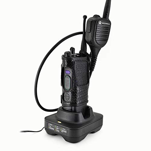 Turtleback Radio Holster for Motorola APX6000 – Durable Basket Weave Leather Radio Holster with Heavy-Duty Ratcheting 2.25" Belt Loop – All-Button Access – Fits Slim or Extended Battery - color: Black Basketweave APX6000 Belt Loop