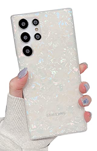 J.west Galaxy S22 Ultra Case 5G, Luxury Sparkle Glitter Translucent Clear Colorful Opal Pearly Thinfoil Design Shiny Print Soft Silicone Cover for Women Girls Slim TPU Protective Phone Case - color: Colorful