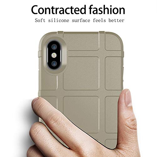 for iPhone Xs/X case, (Rugged Shield Series) TPU Thick Solid Armor Tactical Protective Cover Case for iPhone Xs/X (5.8 inches) - Light Clay - color: Light Clay
