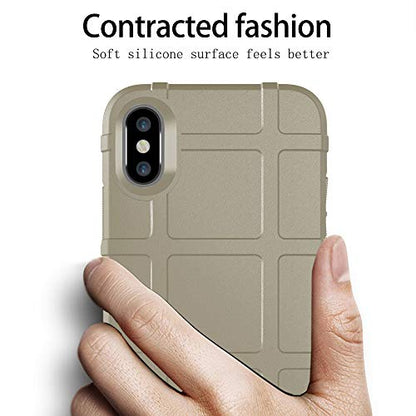 for iPhone Xs/X case, (Rugged Shield Series) TPU Thick Solid Armor Tactical Protective Cover Case for iPhone Xs/X (5.8 inches) - Light Clay - color: Light Clay