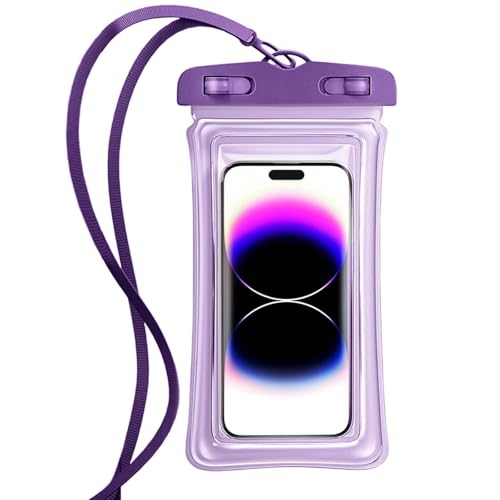 Universal Phone Dry Bag Waterproof Case for Smartphone, Touch Screen Friendly Floatable Pouch for Swimming Beach Boating Kayak (Purple) - color: Purple