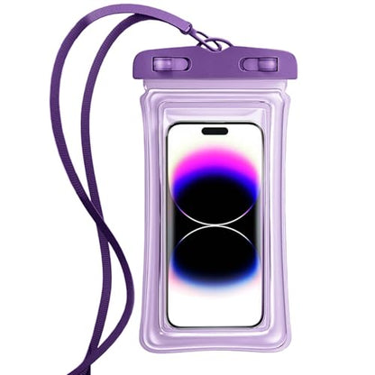 Universal Phone Dry Bag Waterproof Case for Smartphone, Touch Screen Friendly Floatable Pouch for Swimming Beach Boating Kayak (Purple) - color: Purple