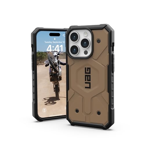 URBAN ARMOR GEAR UAG [Updated Ver] Compatible with iPhone 15 Pro Case 6.1" Pathfinder Dark Earth Built-in Magnet Compatible with MagSafe Charging Rugged Military Grade Dropproof Protective Cover - color: Dark Earth