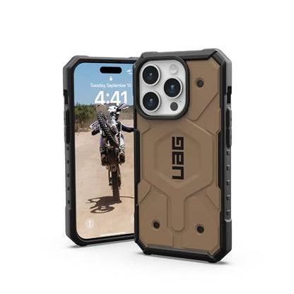 URBAN ARMOR GEAR UAG [Updated Ver] Compatible with iPhone 15 Pro Case 6.1" Pathfinder Dark Earth Built-in Magnet Compatible with MagSafe Charging Rugged Military Grade Dropproof Protective Cover - color: Dark Earth