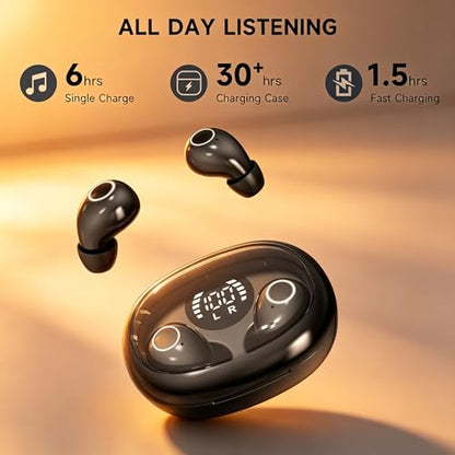 Mini Wireless Bluetooth Earbuds with LED Display, in-Ear Sleep Earphones with Soft Silicone Ear Caps, Compact Charging Case, 5.4 Chip, High Sound Quality (Purple) - color: Purple