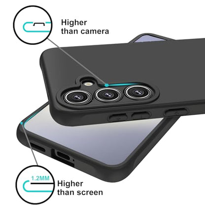 TENOC Phone Case for Samsung Galaxy S25+ Plus, Black Case Anti-Fingerprint Protective Bumper Matte Cover - color: Black, size: S25 Plus