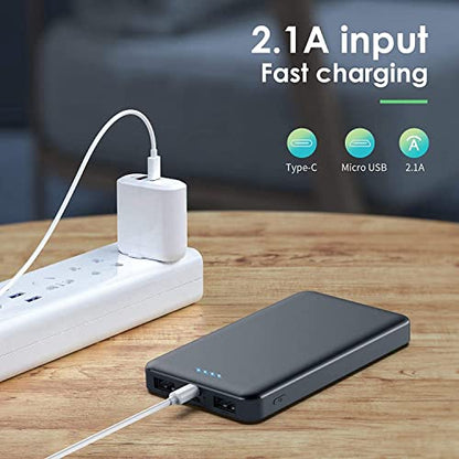 [2 Pack]Portable Charger Power Bank 10000mAh,Ultra Slim Portable Phone Charger with USB C Input & 2 Output Backup Charging External Battery Pack Compatible with iPhone 16/15/14/13/12,Android Phone etc - color: Matte Black+Black