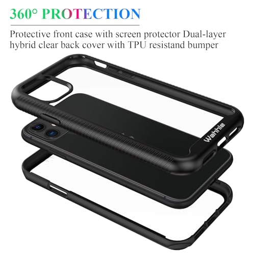 Compatible with iPhone 11 Case, Built in Screen Protector Full Body Shockproof Slim Fit Bumper Protective Phone Cover 6.1'' Men Women-Black/Clear - size: iPhone 11