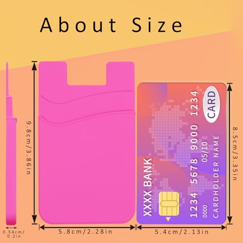 3 Pack Hot Pink Adhesive Phone Wallet Stick on Card Holder for Phone Case - color: Hot Pink