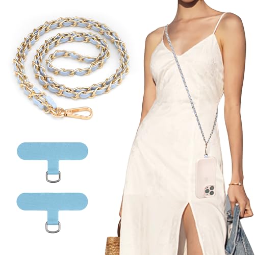 TiMOVO Phone Lanyard Metal Chain Crossbody, Light Blue - color: Light Blue, size: Standard