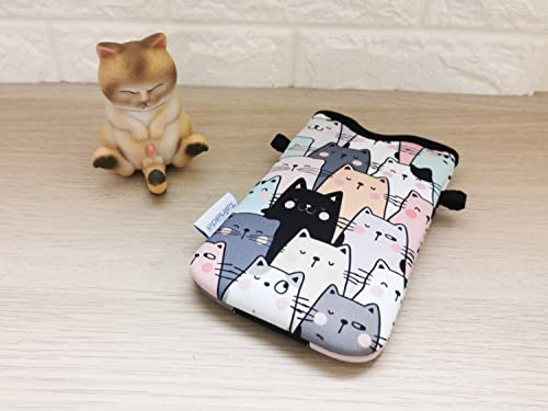 Tainada Neoprene Neck Phone Pouch w/Crossbody Strap (Doodle Cats Style 1) - color: Doodle Cats Style 1