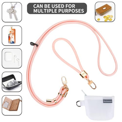 HOTEMIA Phone Lanyard and Wrist Straps, Adjustable Cell Phone Lanyard Crossbody with Detachable Wallet, 8mm Thick iPhone Lanyard for Around the Neck(Pink+Wallet) - color: Pink+wallet