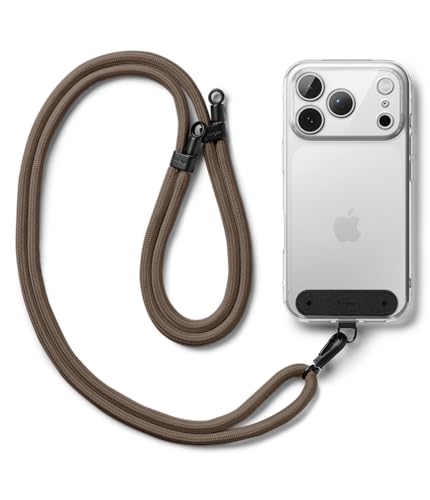 Ringke Holder Link Black, Adjustable Crossbody Strap with Cell Phone Tether Tab, Universal Multifunctional Lanyard Patch - color: Mocha Mousse