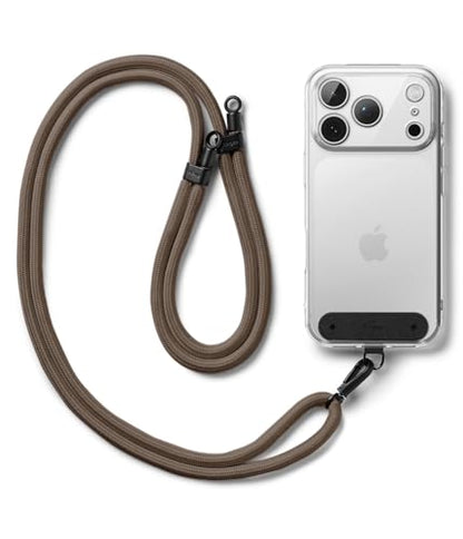 Ringke Holder Link Black, Adjustable Crossbody Strap with Cell Phone Tether Tab, Universal Multifunctional Lanyard Patch - color: Mocha Mousse