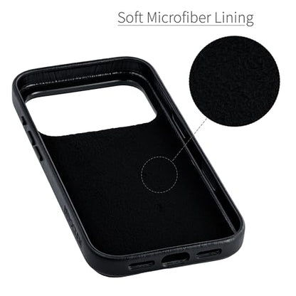 Dockem Genuine Leather Card Case for iPhone 17 Pro with Camera Control Button and Stitched-on Wallet with 2 Holder Slots (Black, M2GL) - color: Black, size: 17 Pro