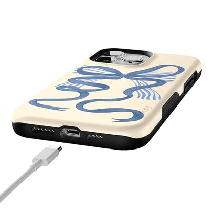 Casely iPhone 14 Pro Max Case | Heartstrings | Blue Bow | Bold Protective Design | Compatible with MagSafe - color: Heartstrings | Blue Bow