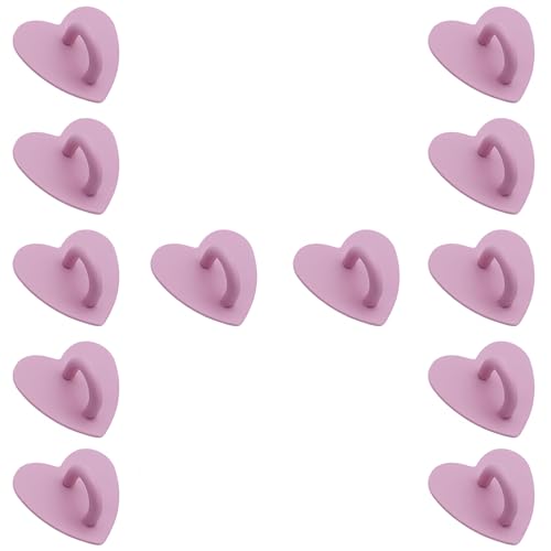 12 Pcs Metal Phone Finger Grip Hook Adhesive Heart Shaped Phone Charm Hook Smartphones Accessories Charm Loop Stand Keychain Ring Smartphones Holder Heart Pad Ring for DIY Hanging Supplies (Pink) - color: Pink