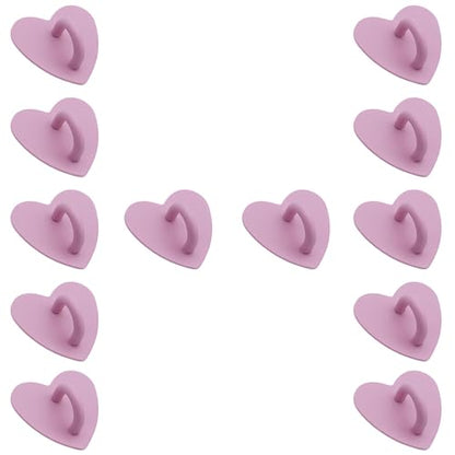 12 Pcs Metal Phone Finger Grip Hook Adhesive Heart Shaped Phone Charm Hook Smartphones Accessories Charm Loop Stand Keychain Ring Smartphones Holder Heart Pad Ring for DIY Hanging Supplies (Pink) - color: Pink