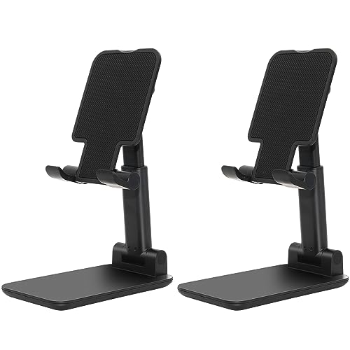 2 Pack Phone Stand for Desk, Angle & Height Adjustable Phone Holder - color: C-Black&Black