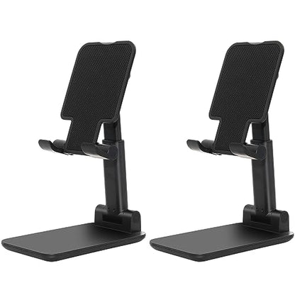 2 Pack Phone Stand for Desk, Angle & Height Adjustable Phone Holder - color: C-Black&Black