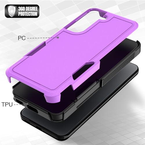 for Samsung Galaxy S22 Case: Dual Layer Protective Heavy Duty Cell Phone Cover Shockproof Rugged with Screen Protector - Military Protection Bumper Tough - Samsung Galaxy S22 5G 2022, 6.1 inch, Purple - color: Purple (PC) + Black (TPU)