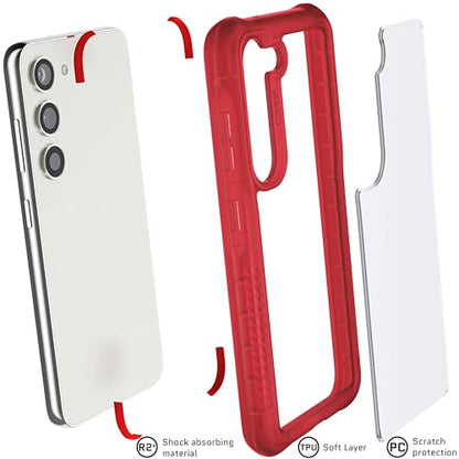 Ghostek Covert Galaxy S23 Clear Phone Case with Military Grade Shockproof Protection, Non-Slip Grip, Protective Silicone Cover Designed for 2023 Samsung Galaxy S23 (6.1") (Red) - color: Red [Limited], size: Galaxy S23